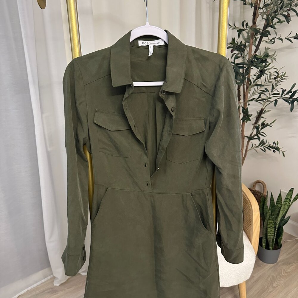 BCBG Army Green Dress